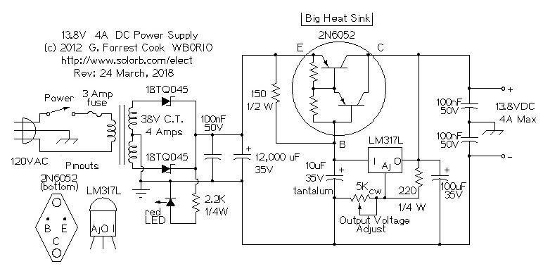 Schematic of 13.8V 4A DC Power Supply