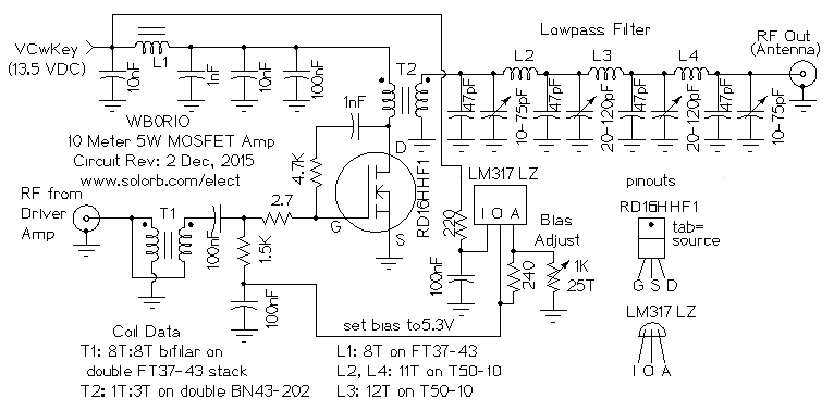 28 Mhz FSCW Beacon RF Amplifier Schematic