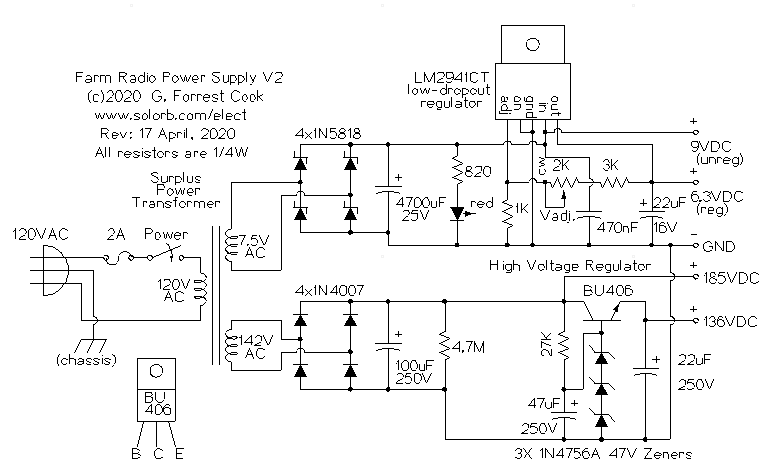 Farm Radio Power Supply V2 Schematic