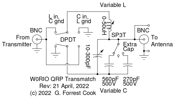 QRP Tuner Schematic