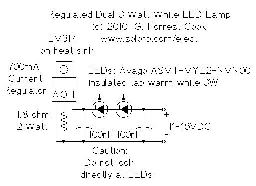 Dual 3 Watt LED lamp schematic