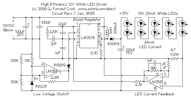 High Efficiency 12V White LED Driver christmas light string diagrams 