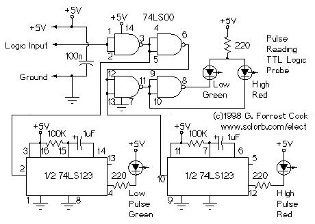 TTL Logic Probe Schematic