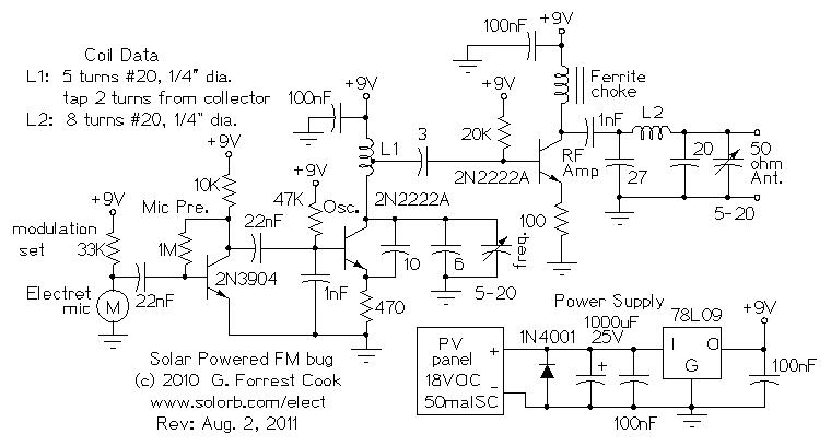 Solar Powered FM Bug Schematic