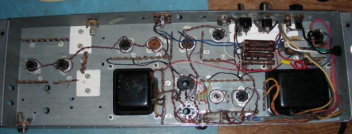 Hammond AO-63 amp stripped and patched underside