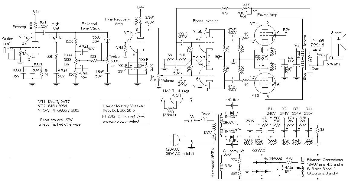 The Howler Monkey Push Pull 6AQ5 Guitar Amp