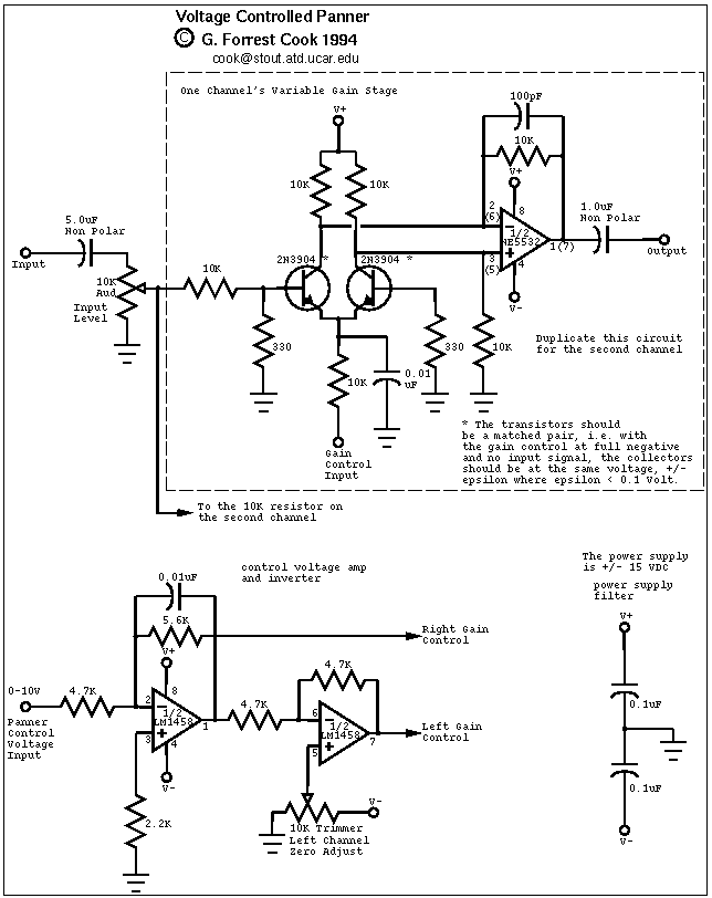 Voltage Controlled Panner schematic