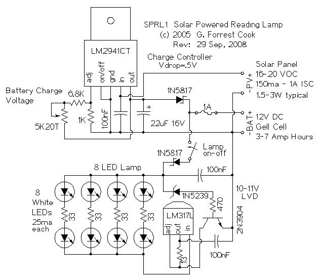 Solar Powered Reading Lamp Schematic