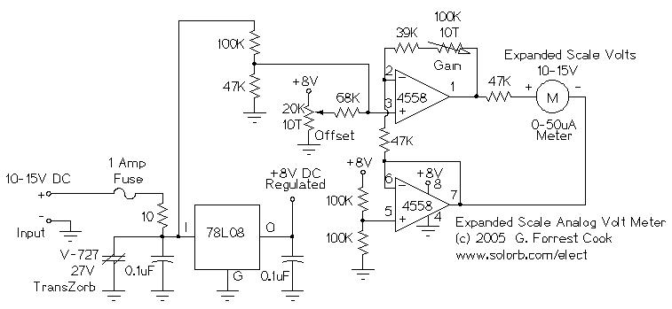 Expanded Scale Voltmeter schematic