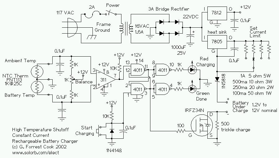 Temperature Controlled NICD Charger Schematic