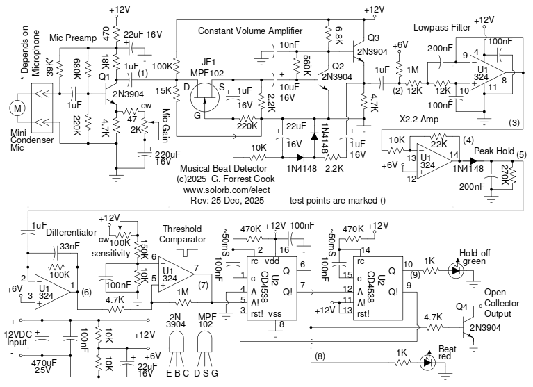 musical beat detector schematic