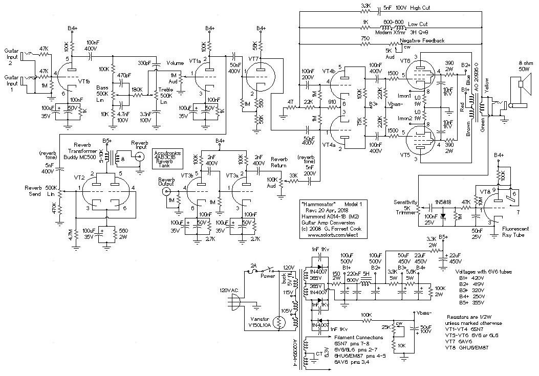 Hammonator Organ to Guitar Amp Conversion gibson explorer wiring schematic 